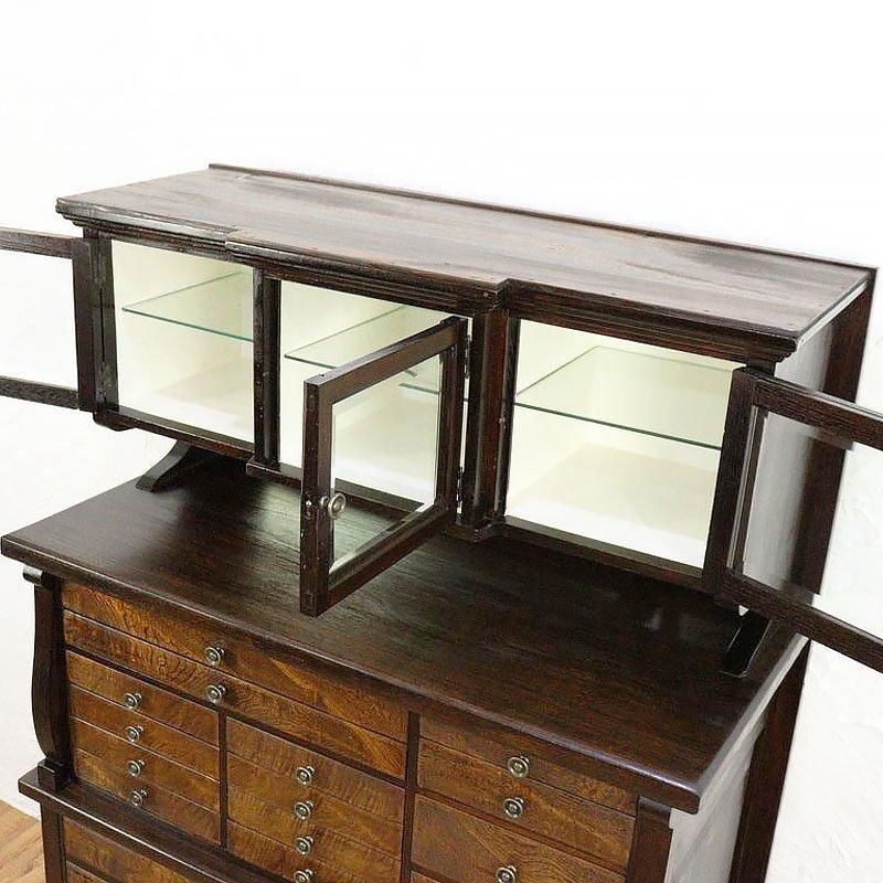 大正時代のアンティークケヤキ製デンタルキャビネット