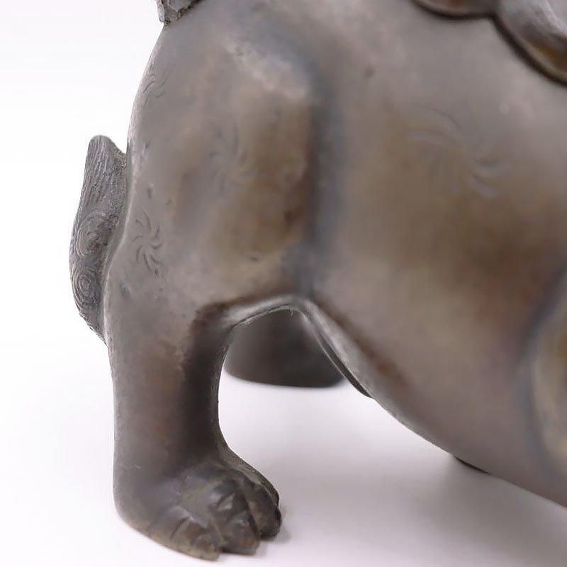 鉄製 獅子の香炉 オブジェ かわいい 時代物 古玩 古銅 置物