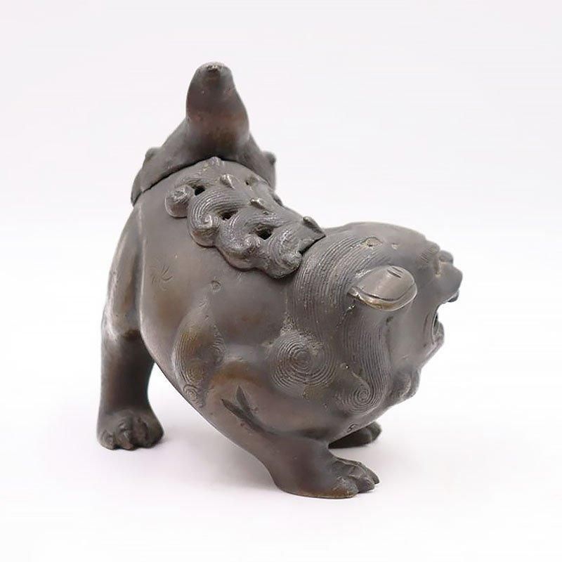 鉄製 獅子の香炉 オブジェ かわいい 時代物 古玩 古銅 置物