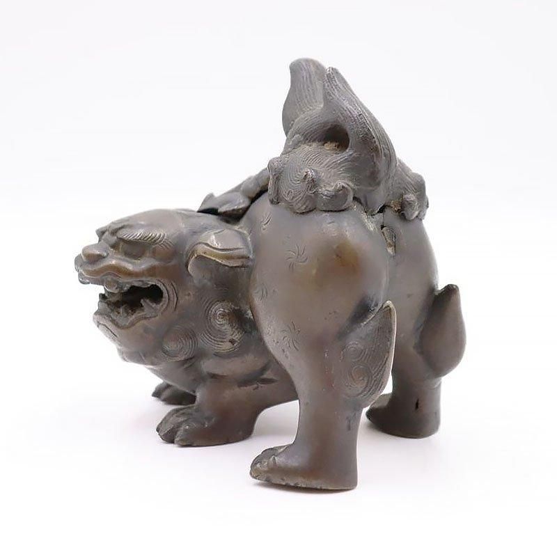鉄製 獅子の香炉 オブジェ かわいい 時代物 古玩 古銅 置物