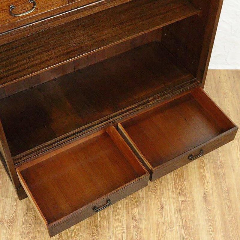 アンティーク 網代水屋 すりガラス食器棚 大正時代の和モダン