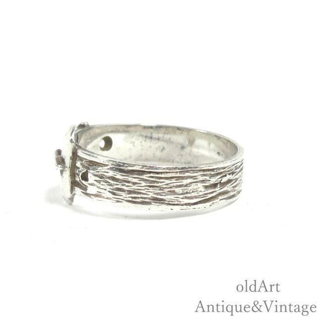 英国製ヴィンテージバックルモチーフ銀製リング繊細な彫刻