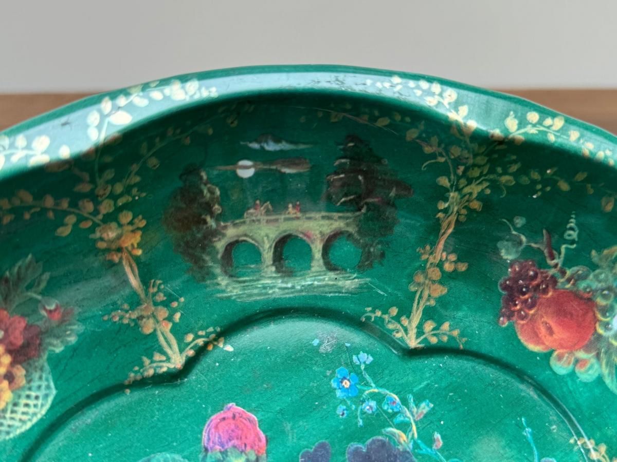 英国製アンティーク花柄トールウェア深皿