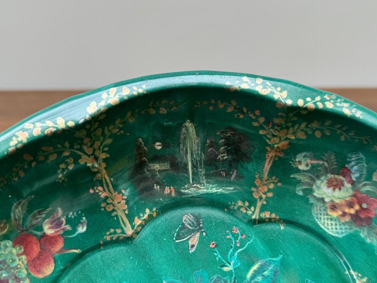 英国製アンティーク花柄トールウェア深皿