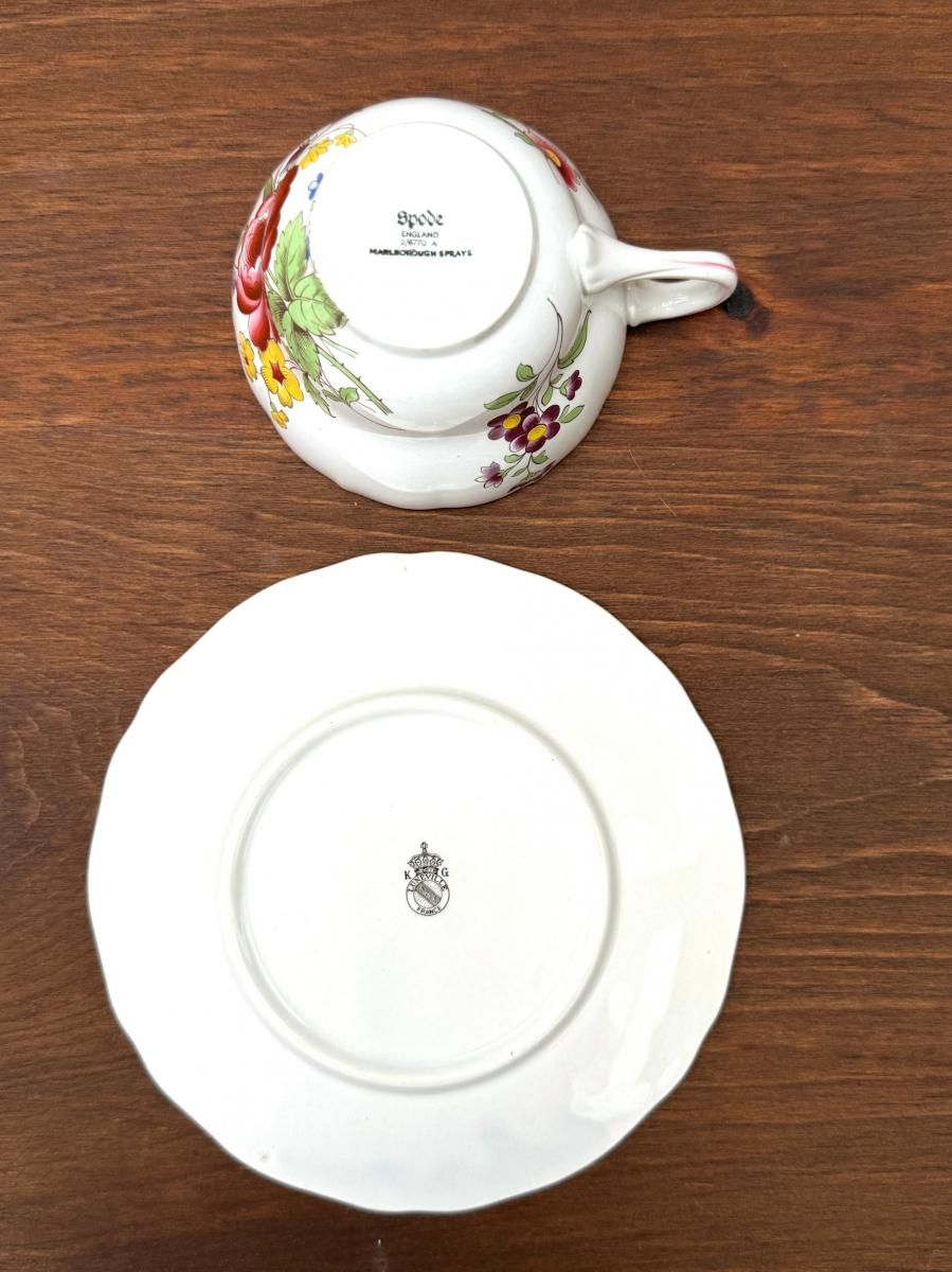 ヴィンテージ スープカップ&ソーサー 6セット イギリス製 イギリスのアンティーク食器、MARLBOROUGHのカップ＆ソーサー