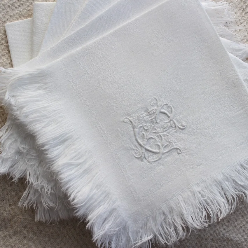 フランスアンティーク ベットリネン イニシャル刺繍入り HC 2 フランスアンティーク ベットリネン イニシャル刺繍入り HC 2