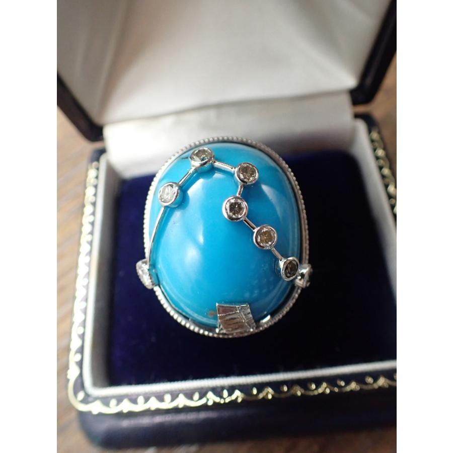 特大トルコ石102カラット プラチナリング