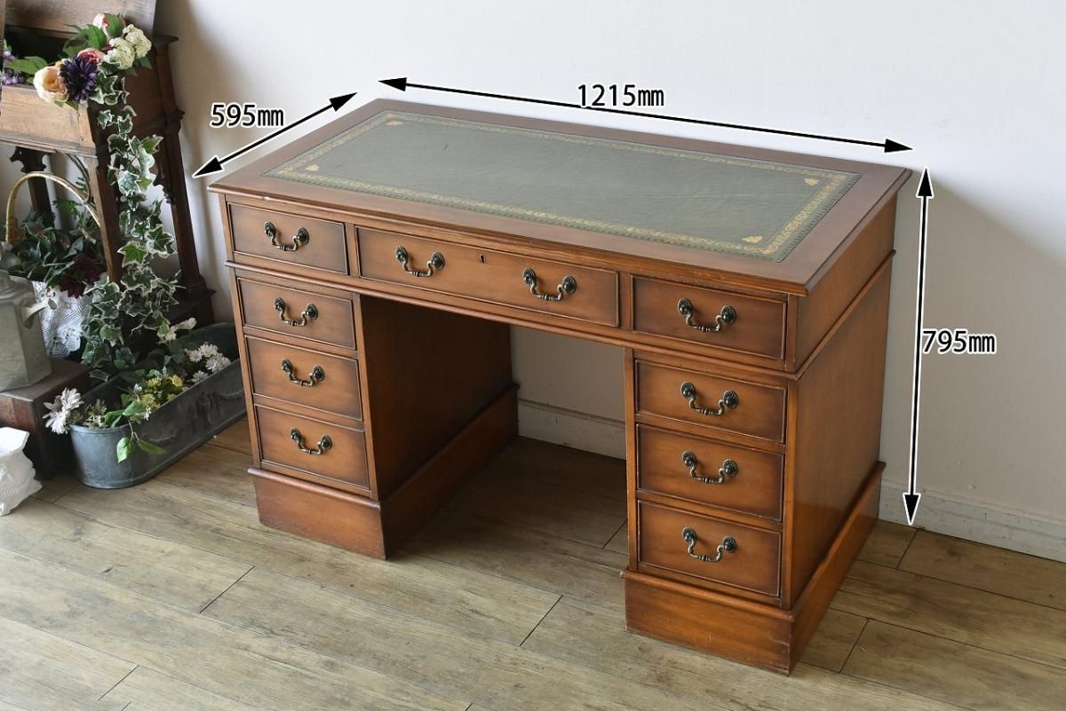 アンティーク ジョージアンスタイル イギリス製レザートップデスク