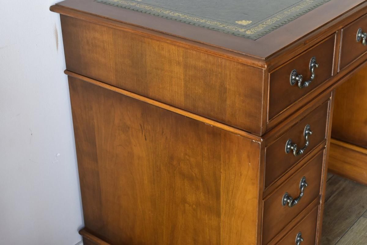 レザートップのデスク アンティーク ジョージアンスタイル イギリス製レザートップデスク