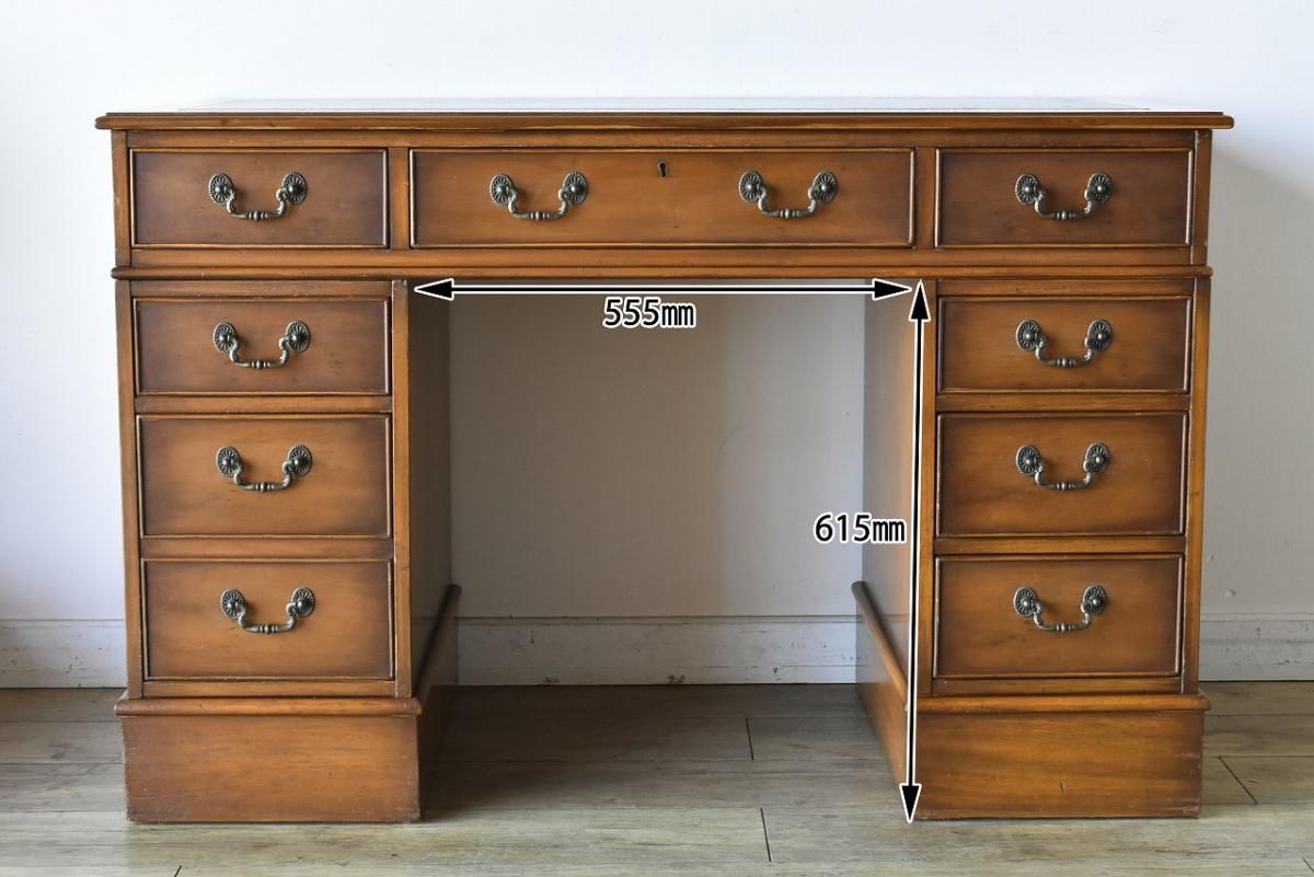 レザートップのデスク アンティーク ジョージアンスタイル イギリス製レザートップデスク