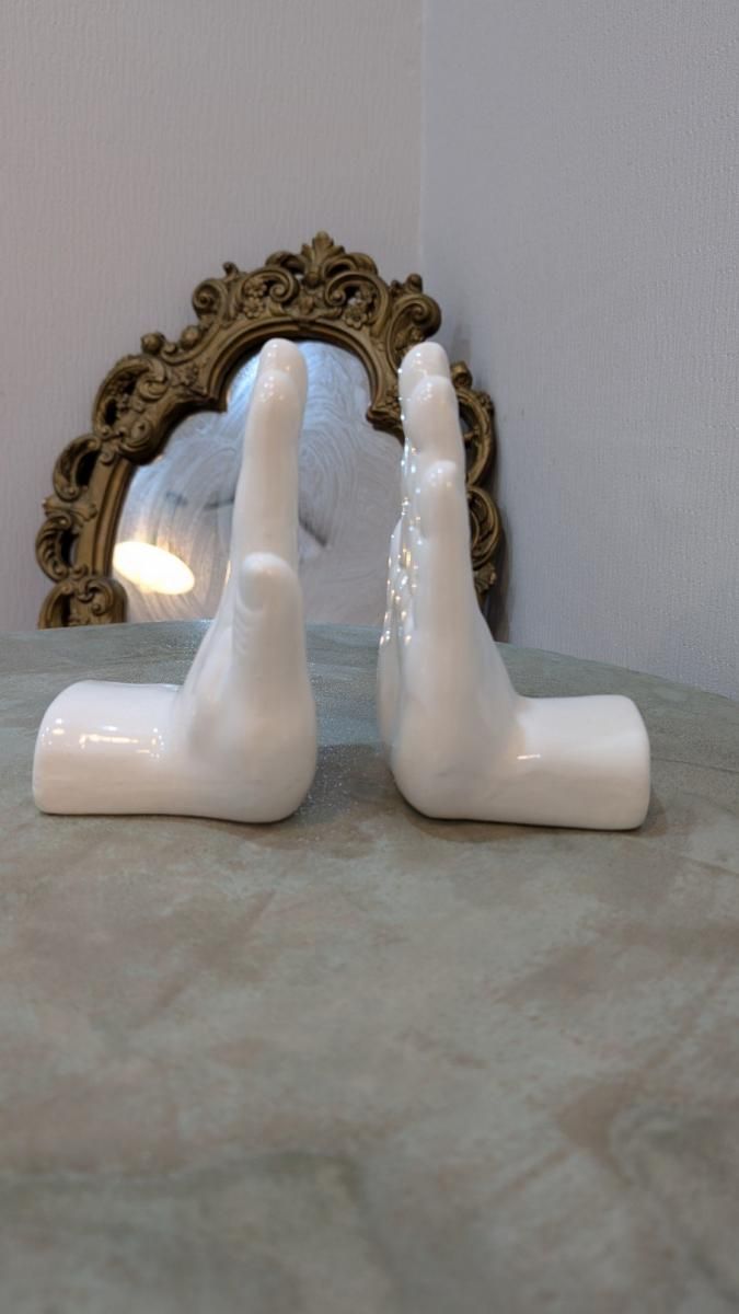 フランス 70s 陶器製 ハンド ブックエンド アンティーク