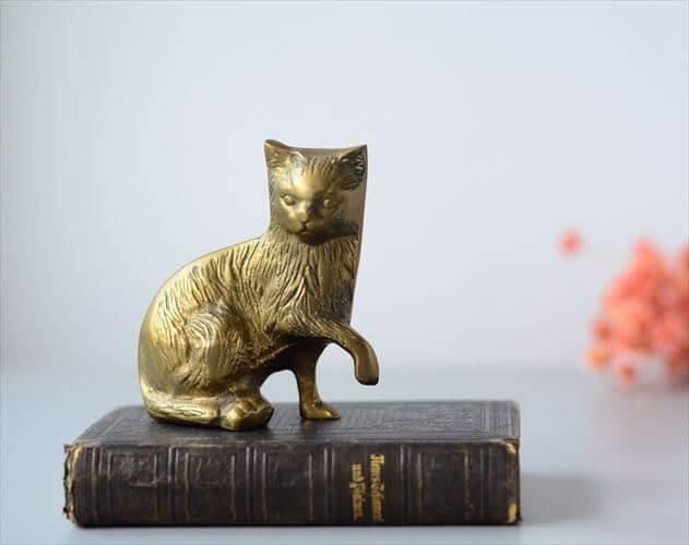 フランスから 真鍮のネコ 猫 オブジェ ブラス Cat キャット
