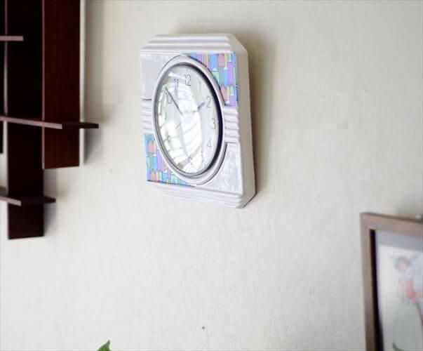 ヴィンテージ陶器壁掛け ドイツ製ヴィンテージ陶器壁時計 絶妙なレトロ感