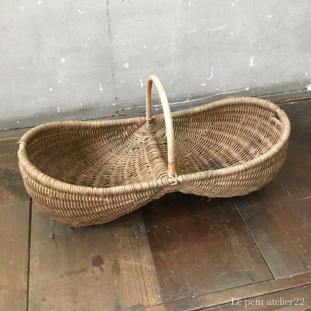フランス アンティーク ピーナッツ型 パニエ バスケット 36.5 cm フランス アンティーク ピーナッツ型 パニエ バスケット 36.5 cm
