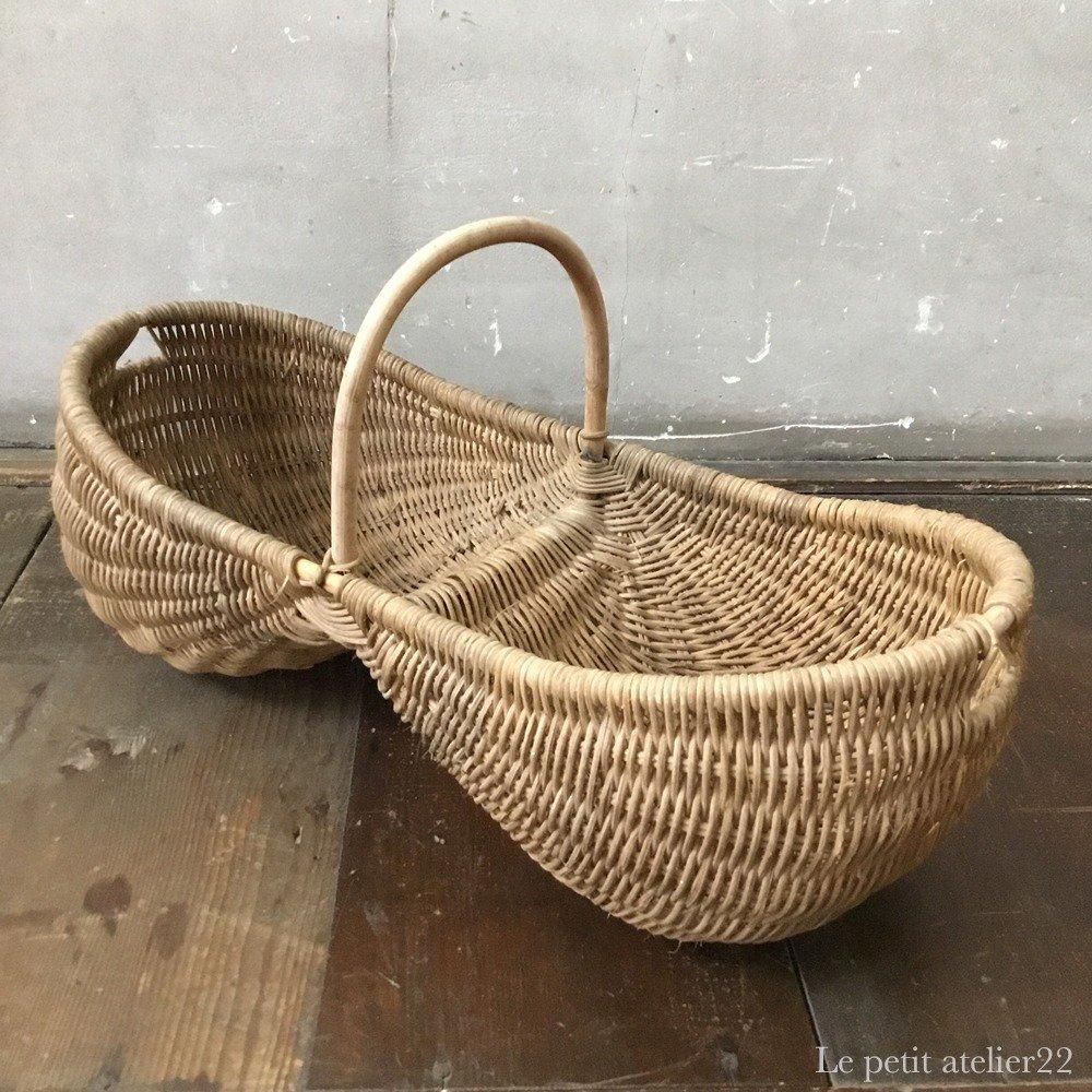 フランス アンティーク ピーナッツ型 パニエ バスケット 36.5 cm フランス アンティーク ピーナッツ型 パニエ バスケット 36.5 cm