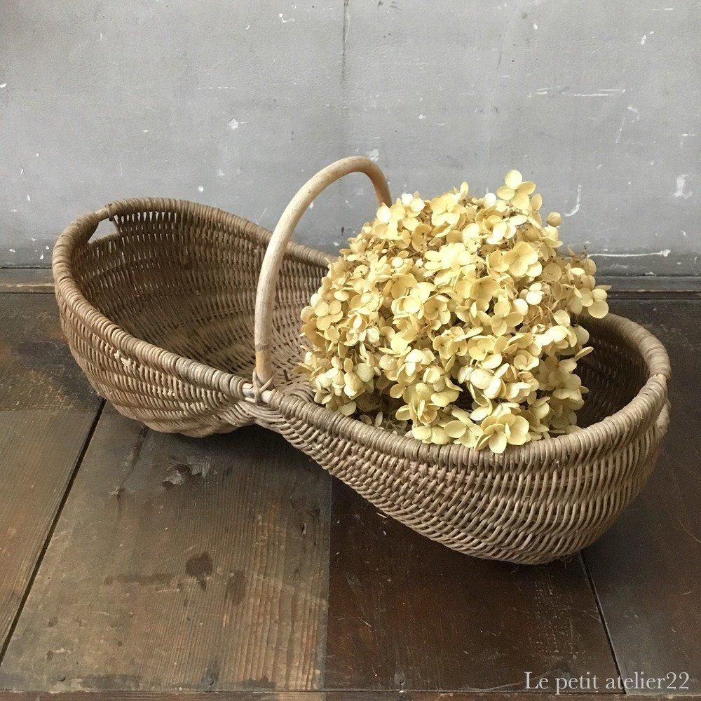 フランス アンティーク ピーナッツ型 パニエ バスケット 36.5 cm フランス アンティーク ピーナッツ型 パニエ バスケット 36.5 cm