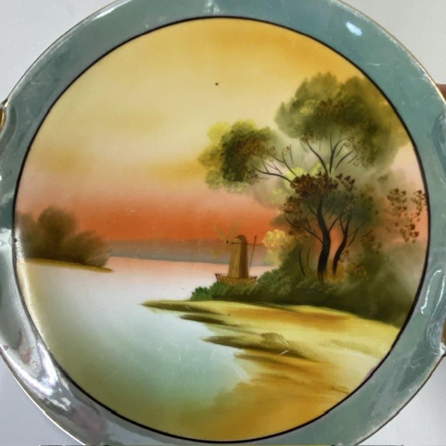 オールドノリタケ絵皿 ラスター彩 湖畔の風景文 - ANTIQUE LEAVES オールドノリタケ絵皿 ラスター彩 湖畔の風景文 - ANTIQUE LEAVES