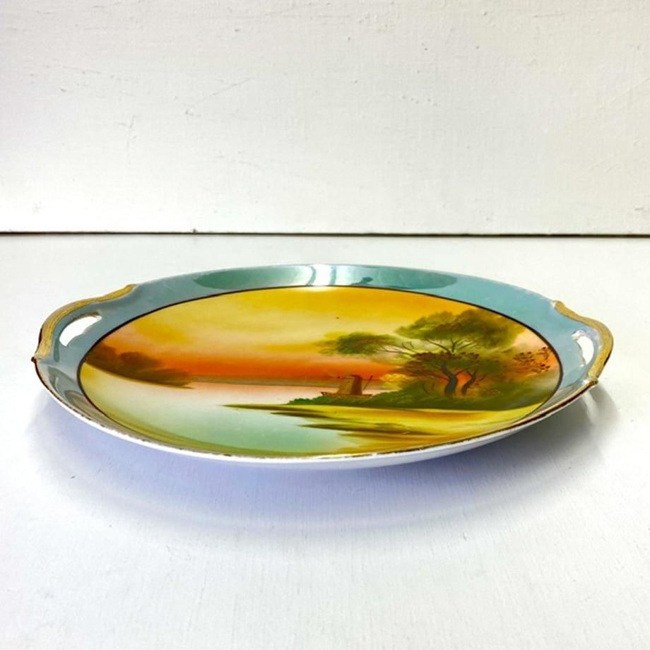 オールドノリタケ絵皿 ラスター彩 湖畔の風景文 - ANTIQUE LEAVES オールドノリタケ絵皿 ラスター彩 湖畔の風景文 - ANTIQUE LEAVES