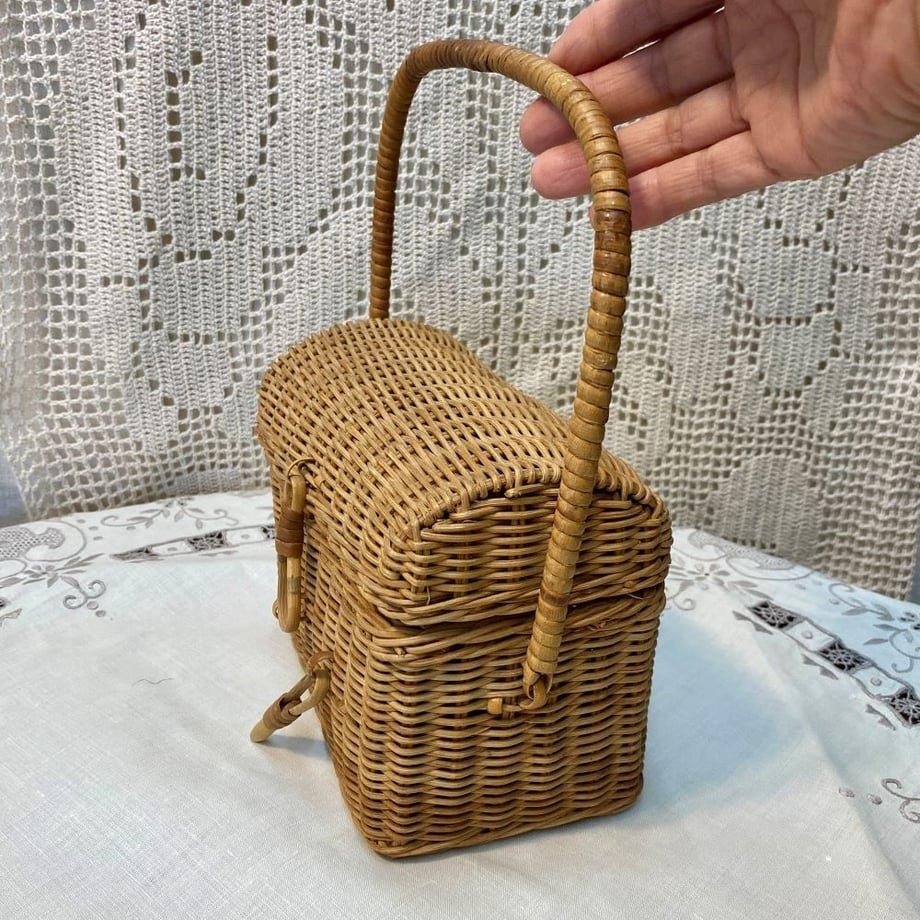 ヴィンテージ　バスケット　手提げ　籠 USAヴィンテージの可愛らしい籠バッグ