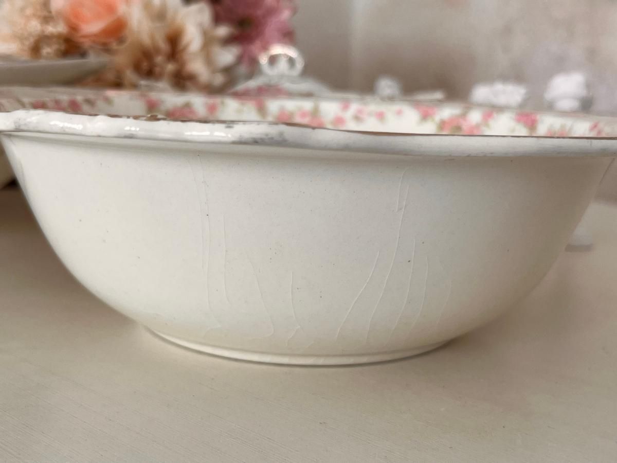 【アルフレッド・ミーキン】小さなピンクのフローラル　大・小ボウル&小物入れセット 英国製アンティーク ピンクフローラルボウルセット