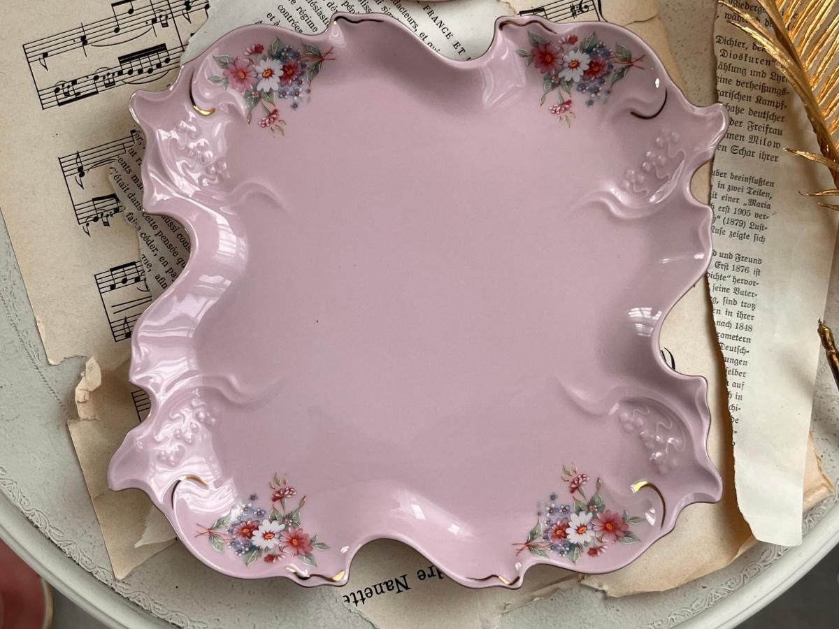 チェコ H&C ローズピンク トリオセット - ANTIQUE LEAVES チェコ H&C ローズピンク トリオセット - ANTIQUE LEAVES
