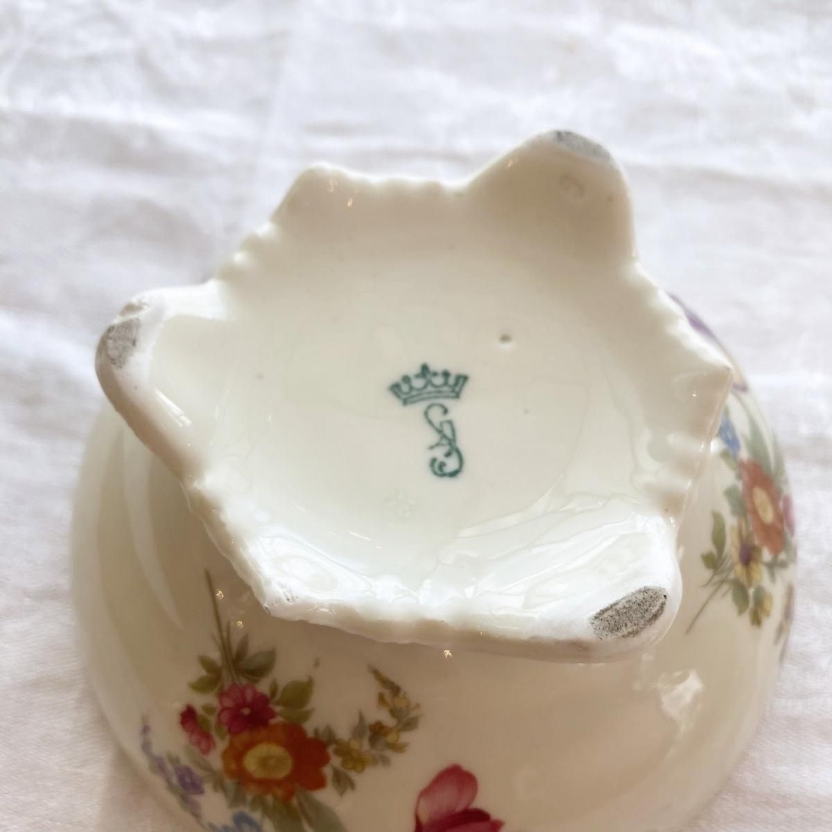 フランスアンティーク インク壺 花柄 ガラス ポット トレイ 小物入れ フランスアンティーク インク壺 花柄 ガラス ポット トレイ 小物