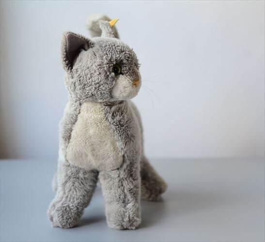 ドイツ製 Steiff グレーのネコ Sulla シュタイフ ぬいぐるみ 猫 ドイツ製 Steiff グレーのネコ Sulla シュタイフ ぬいぐるみ 猫