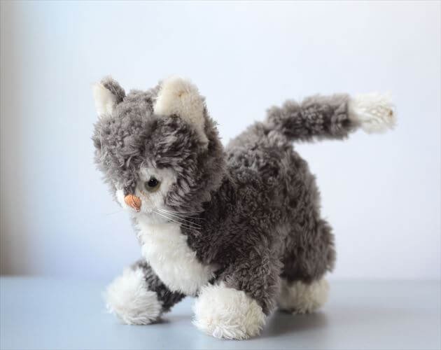 ドイツ製 Steiff かわいいグレーのネコ シュタイフ Cozy sulla ぬいぐるみ 猫 フィギュア アンティーク ヴィンテージ_240924  ig4146 - ANTIQUE LEAVES