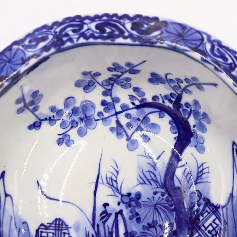 伊万里 手描き印判染付中鉢 大正昭和アンティーク