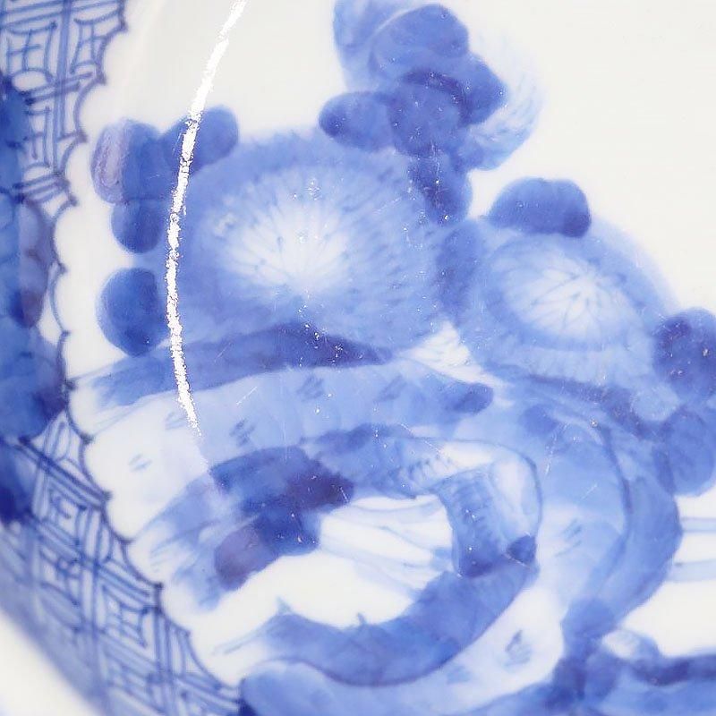 手描き 染付 中鉢 輪花 呉須 ブルー 青 盛り鉢 飾り鉢 手描き 染付 中鉢 輪花 呉須 ブルー 青 盛り鉢 飾り鉢