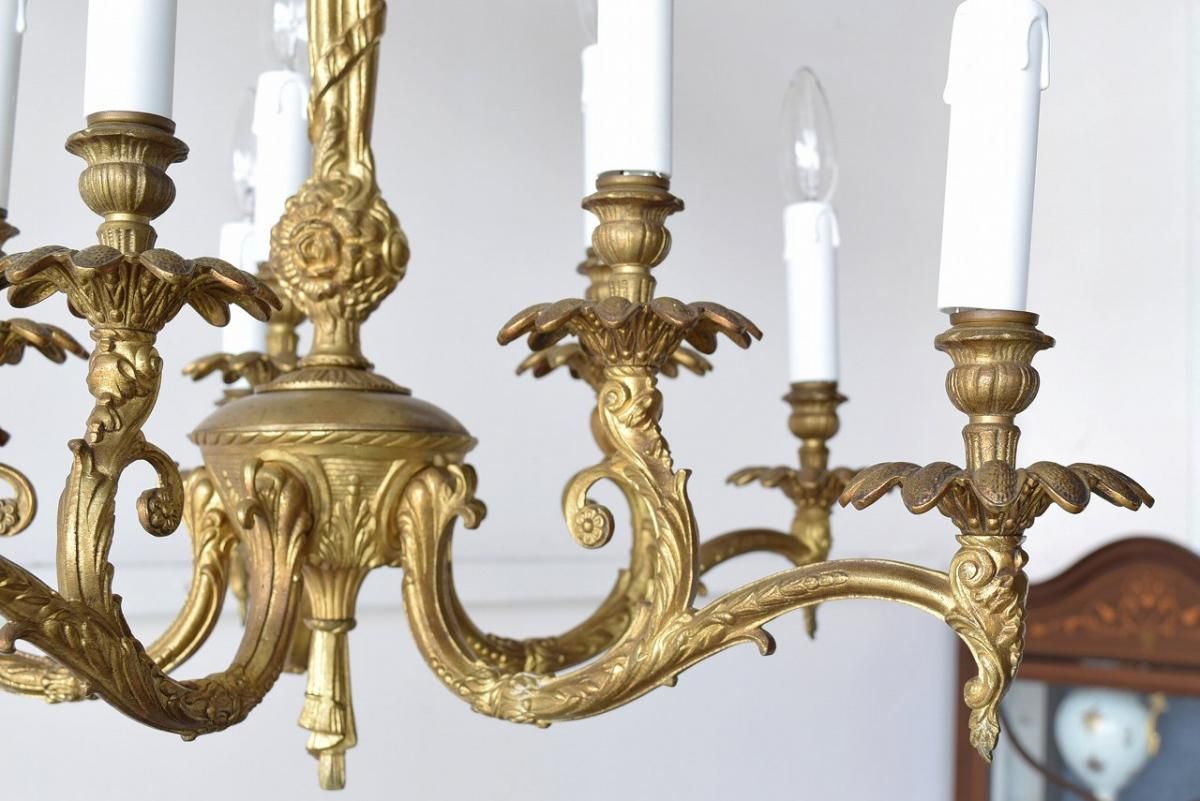 アンティーク真鍮タッセルシャンデリア フランス製真鍮製シャンデリア｜豪華な存在感×1920年代