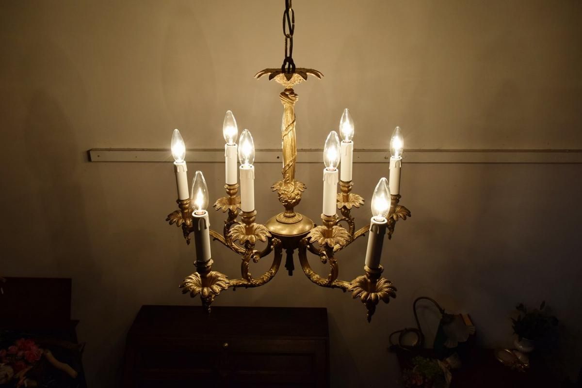 フランス製真鍮製シャンデリア｜豪華な存在感×1920年代