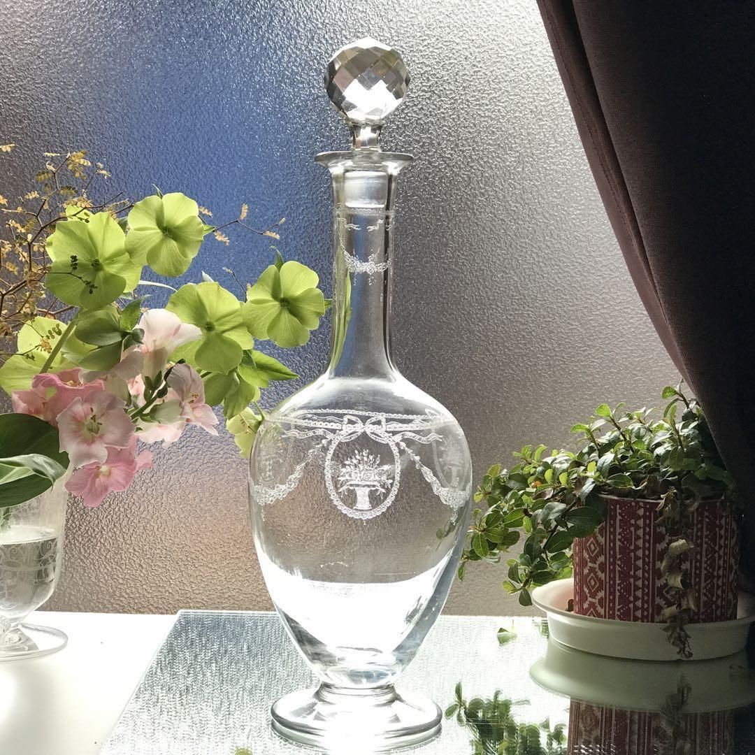 正規品販売！ 豪華【Saint-Louis サンルイ】金彩 重厚 ボウル 花カット 飛ぶ クリスタルガラス