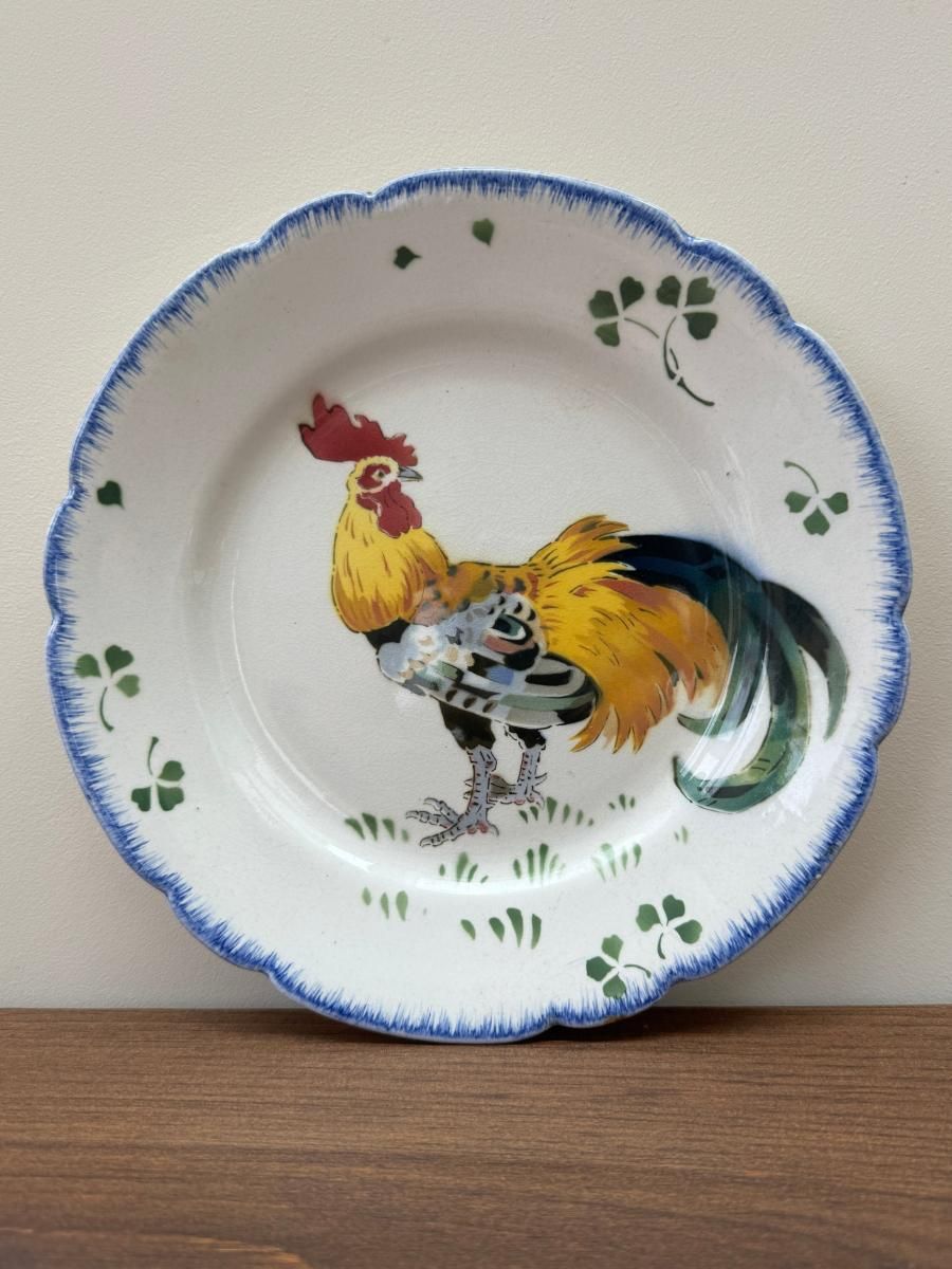 フランス　アンティーク　ヴィンテージ　リュネヴィル　ブループレート　ジュイ柄 19世紀 リュネヴィル デザートプレート ブルー・ウィロー柄 1