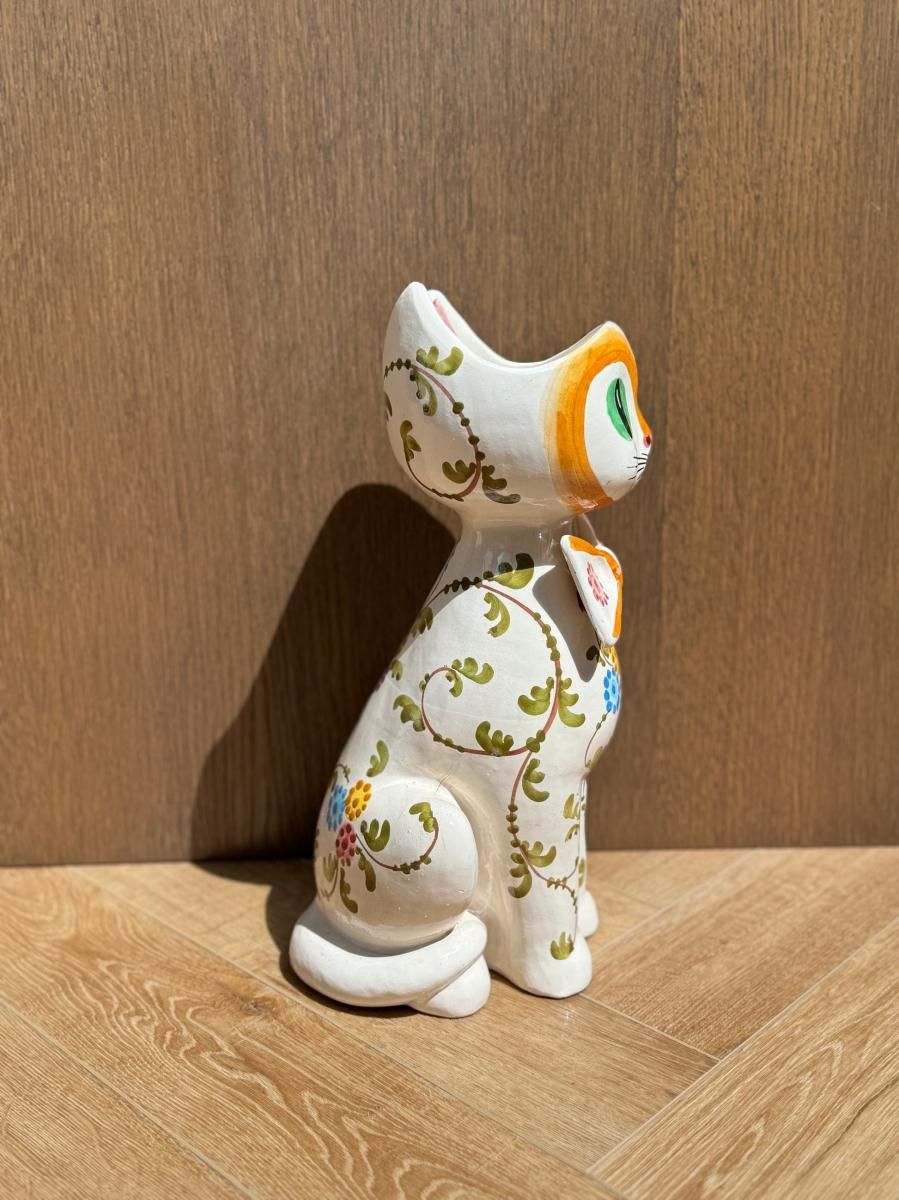 イタリア製 マヨリカ焼き 猫型花瓶 ヴィンテージ