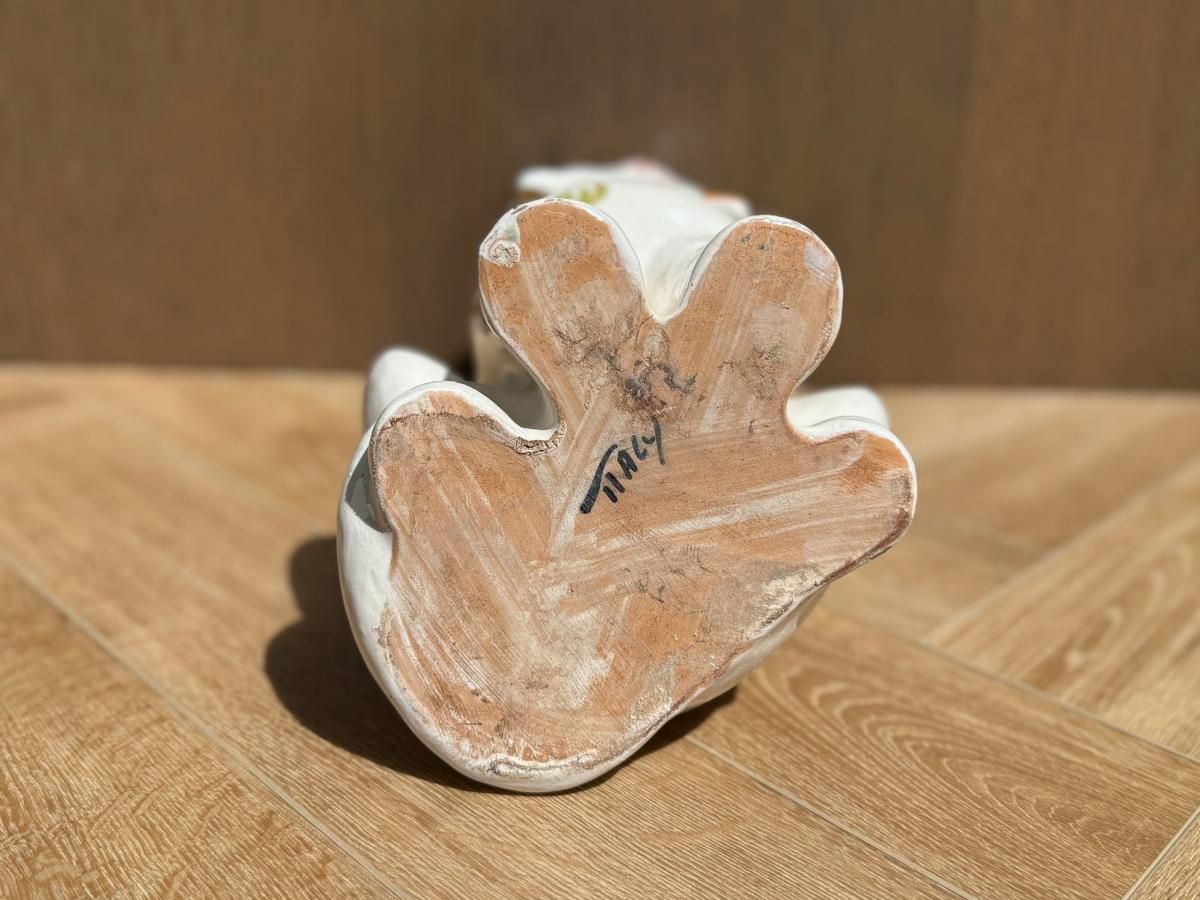 イタリア製 マヨリカ焼き 猫型花瓶 ヴィンテージ