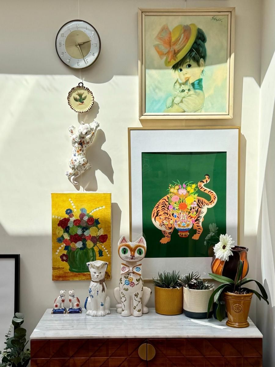 イタリア製 マヨリカ焼き 猫型花瓶 ヴィンテージ