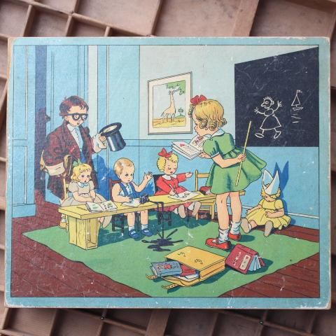 フランスヴィンテージ キューブの木のおもちゃ パズル '50s フランスヴィンテージ キューブの木のおもちゃ パズル '50s