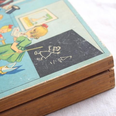 フランスヴィンテージ キューブの木のおもちゃ パズル '50s