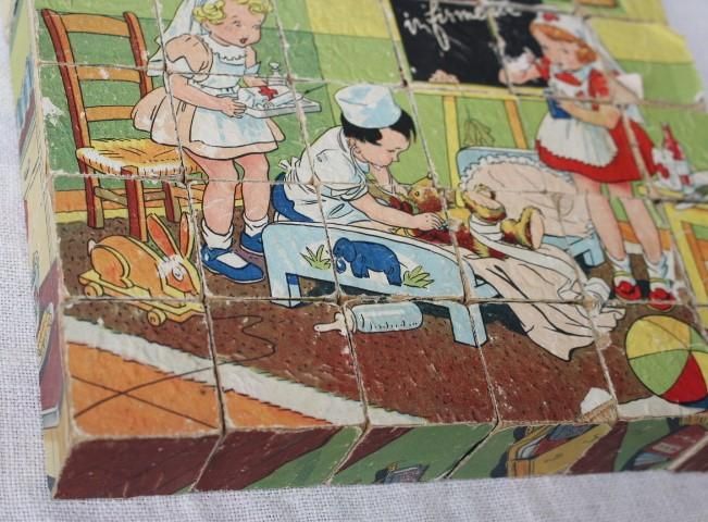 フランス製50年代の愛らしい木製パズルおもちゃ