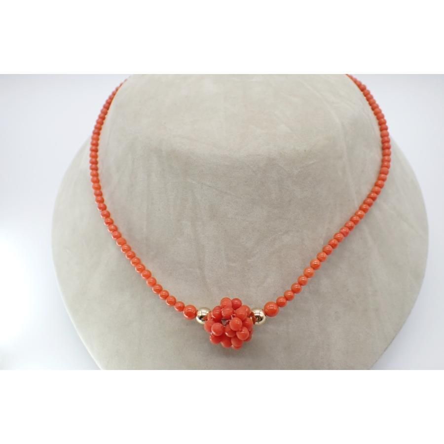 天然赤珊瑚 K18ネックレス - ANTIQUE LEAVES 天然赤珊瑚 K18ネックレス - ANTIQUE LEAVES