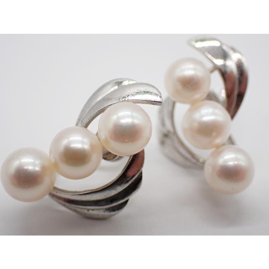 ヴィンテージあこや真珠シルバーイヤリング