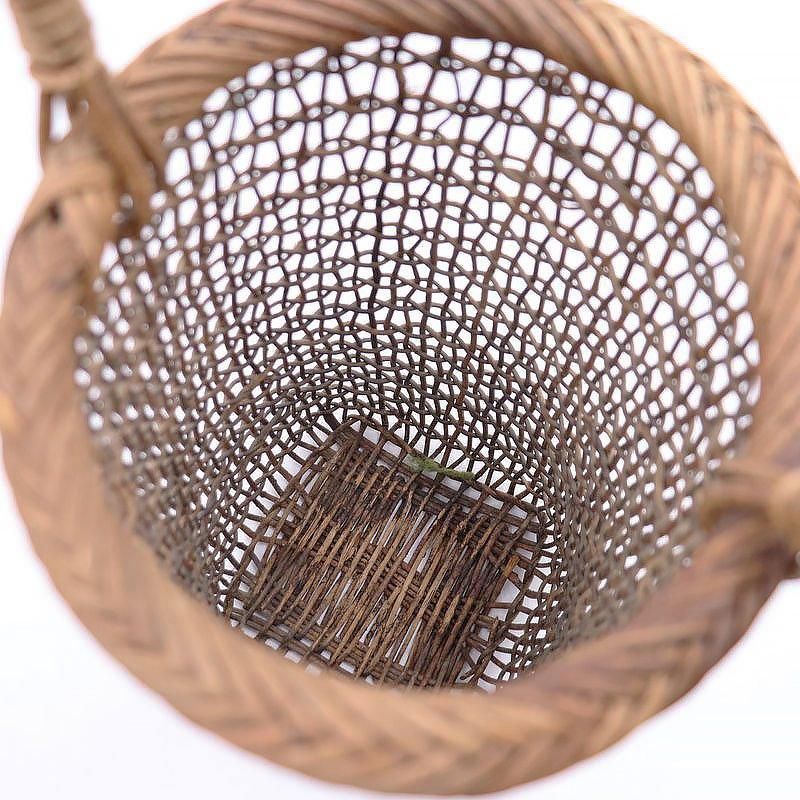 大正時代のアンティーク編み籠花器 和風オブジェ