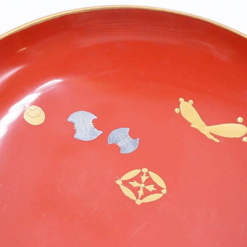 アンティーク  盃 大正時代のアンティーク蒔絵朱塗り祝盃