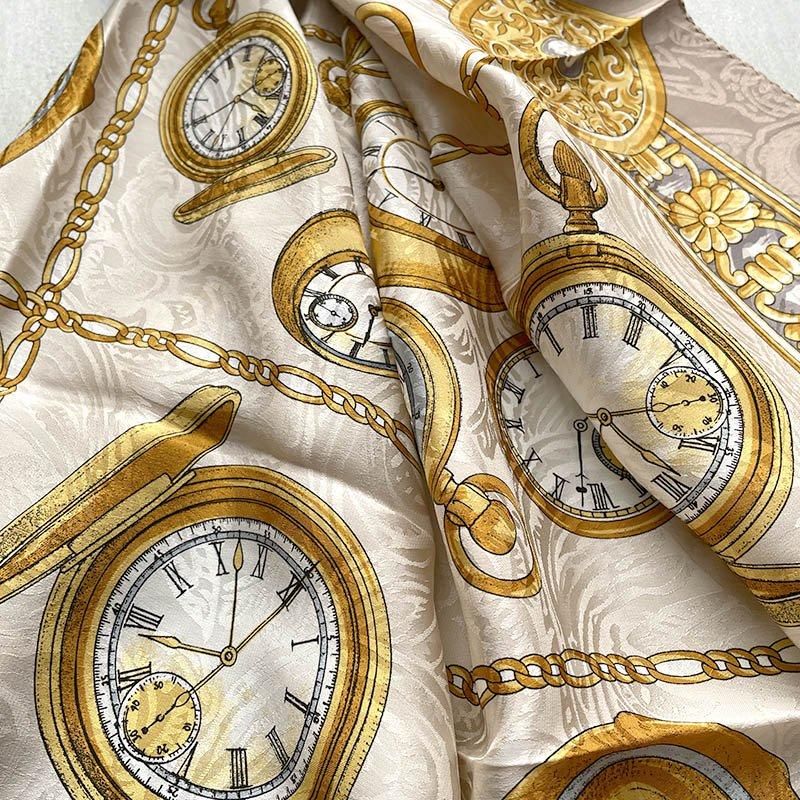 イタリア製スカーフ 時計モチーフ シルク素材