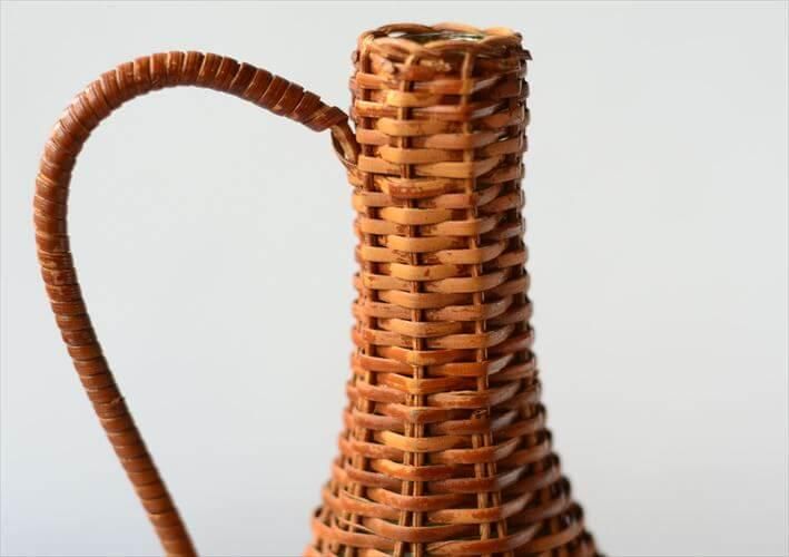 フランスから ウィッカーボトル ラタンの花瓶 Wicker Bottle