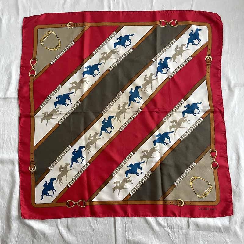 スカーフ セリーヌ 赤馬柄 CELINE 17acd15 - ANTIQUE LEAVES スカーフ セリーヌ 赤馬柄 CELINE 17acd15 - ANTIQUE LEAVES