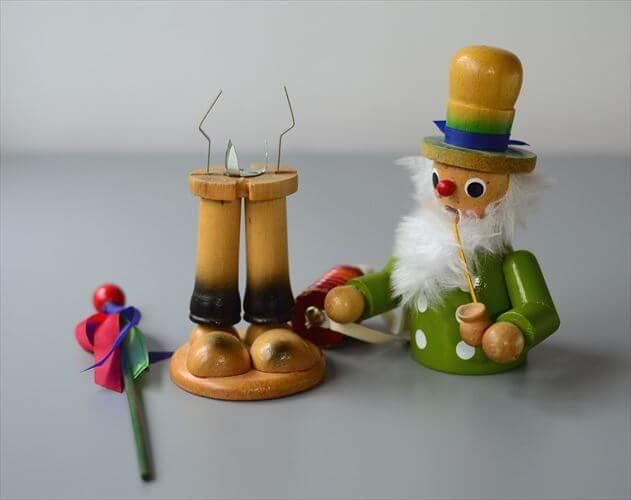 ドイツ製 木製 ヴィンテージ パイプ人形 煙り出し人形 自転車