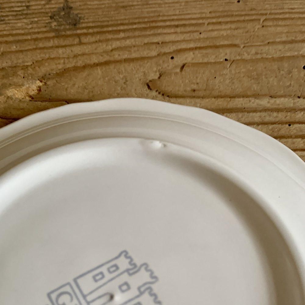 フランスヴィンテージ GIEN ジアン 花リムの白皿 4枚セット プレート GIEN ジアン ディナープレート 花リム フランスアンティーク食器