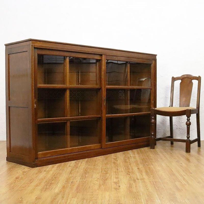 昭和初期のアンティーク格子引戸ローボード